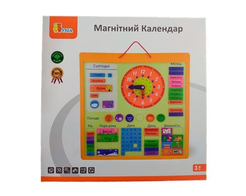 Ігровий набір Viga Toys Магнітний календар з годинником, на українській мові (50377U)