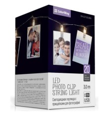 Гірлянда ColorWay Світлодіодна з прищіпками для фото 20 LED / 3 м USB (CW-LCP-20L30BU)
