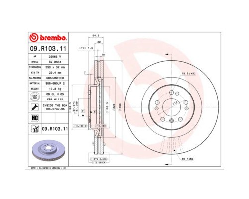 Гальмівний диск Brembo 09.R103.11