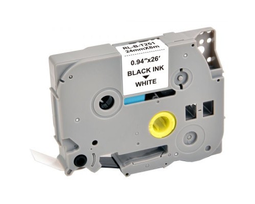 Стрічка для принтера етикеток UKRMARK RL-B-T251P-BK/WT, аналог TZE251. 24 мм х 8 м (900245)