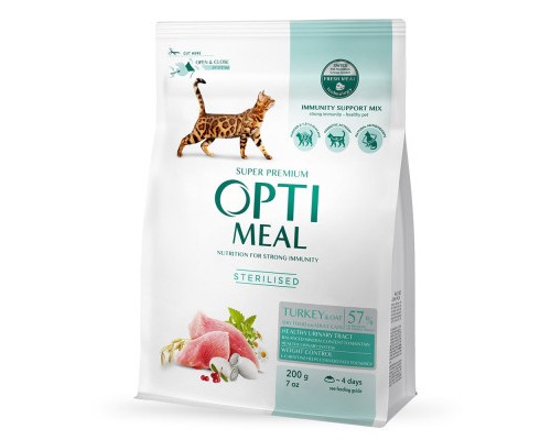Сухий корм для кішок Optimeal для стерилізованих/кастрованих індичка та овес 200 г (4820215362399)