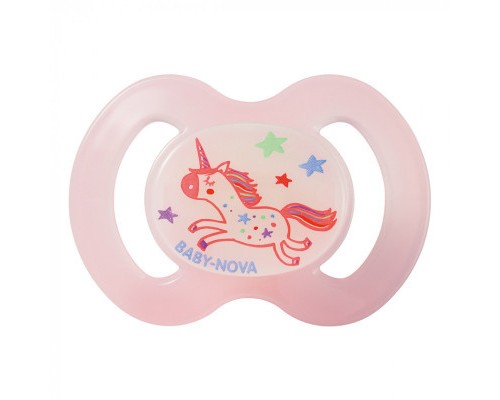 Пустушка Baby-Nova Unicornio Pink нічна 0-6 міс. рожева (3962483)