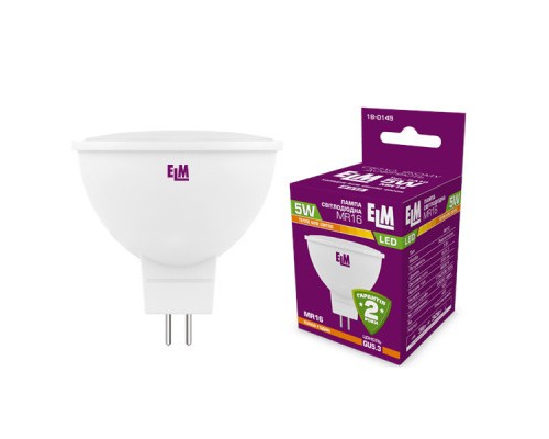 Лампочка ELM MR16 5W PA10 GU5.3 3000K (18-0145)