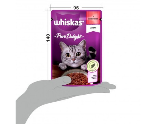 Вологий корм для кішок Whiskas Pure Delight з яловичиною в желе 85 г (5900951263194)