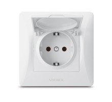 Розетка Videx BINERA 1ая із заземленням і кришкою (VF-BNSK)