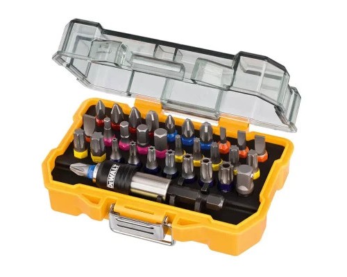 Набір біт DeWALT Phillips, Pozidriv, Torx, Slotted, Hex, L=25 мм, 32 шт, кейс (DT7969)