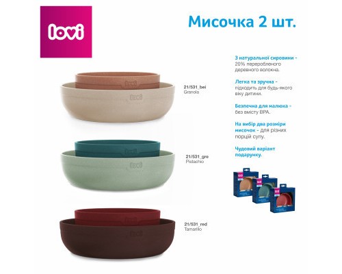 Тарілка дитяча Lovi Pistachio Tamarillo Бордові 2 шт (21/531_red)