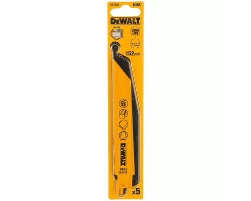 Полотно DeWALT пиляльне біметалеве, чистий пропил, 152 мм, 23 TPI, 5 шт (DT2385)