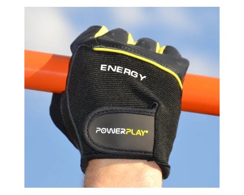 Рукавички для фітнесу PowerPlay 9058 Energy чорно-жовті M (PP_9058_M_Energy)