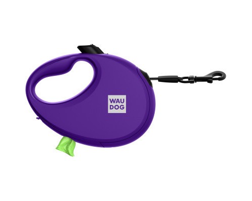 Повідок для собак WAUDOG R-leash з контейнером для пакетів M до 20 кг 5 м фіолетовий (26289)
