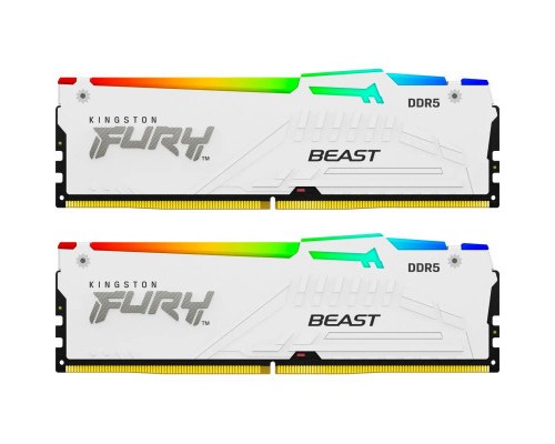 Модуль пам'яті для комп'ютера DDR5 64GB (2x32GB) 5200 MHz FURY Beast White RGB Kingston Fury (ex.HyperX) (KF552C40BWAK2-64) Модуль пам'яті для комп'ютера DDR5 64GB (2x32GB) 5200 MHz FURY Beast White RGB Kingston Fury (ex.HyperX) (KF552C40BWAK2-64)