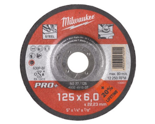 Круг зачистний Milwaukee по металу, SG 27/125х6 PRO+, 125 мм (4932451502)