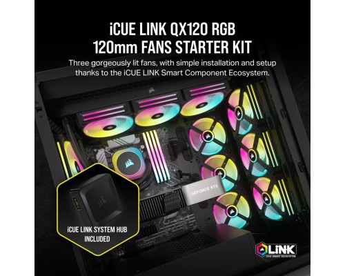 Кулер до корпусу Corsair iCUE Link QX120 RGB PWM PC Fans Starter Kit with iCUE Link System Hub (CO-9051002-WW)