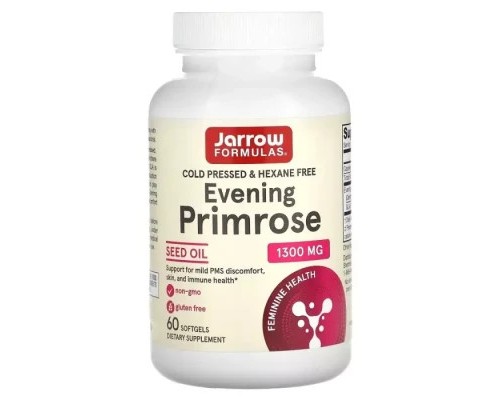 Трави Jarrow Formulas Примула вечірня, 1300 мг, Evening Primrose, 60 желатинових капсу (JRW-09002)