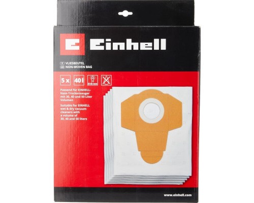 Мішок для пилососу Einhell синтетичний до моделей 30-50л, 5шт (2351195)