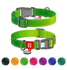 Нашийник для тварин WAUDOG Nylon Mono з QR паспортом, пластиковий фастекс M салатовий (52105)