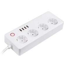 Мережевий фільтр живлення TUYA Smart 1.8м, 16A, 4*розетки/4*USB (HS082383)
