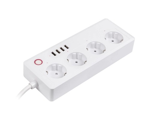 Мережевий фільтр живлення TUYA Smart 1.8м, 16A, 4*розетки/4*USB (HS082383) Мережевий фільтр живлення TUYA Smart 1.8м, 16A, 4*розетки/4*USB (HS082383)