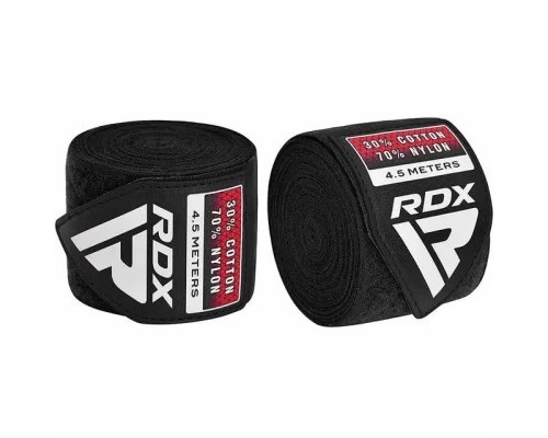 Бинт для спорту RDX для боксу WX Professional Boxing Hand Wraps Black (4.5м.) (HWX-RB+)
