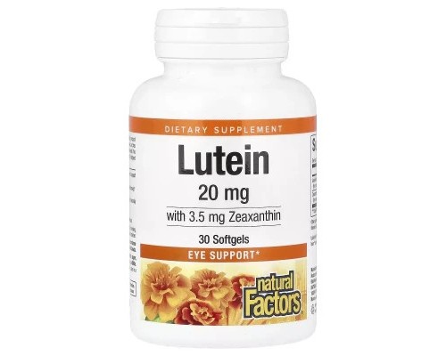 Антиоксидант Natural Factors Лютеїн 20 мг, Lutein, 30 желатинових капсул (NFS-01031) Антиоксидант Natural Factors Лютеїн 20 мг, Lutein, 30 желатинових капсул (NFS-01031)