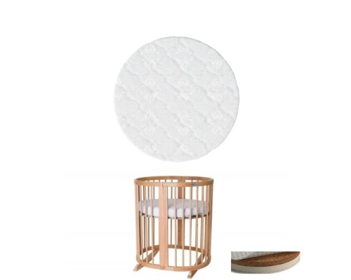 Матрац для дитячого ліжечка Ingvart Smart Bed Round кокос+латекс, 72х72 см (344)