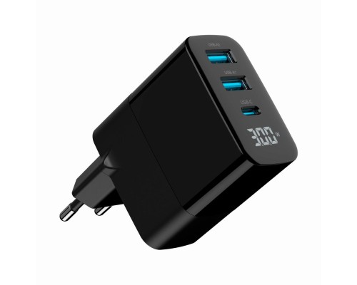 Зарядний пристрій Gembird 2хUSB-A (QC3.0 18W) + 1хType-C (PD20W) LCD black (TA-UC-PDQC30LCD-BK-02)