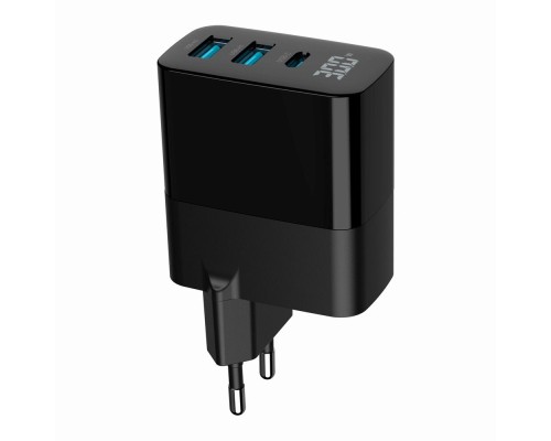 Зарядний пристрій Gembird 2хUSB-A (QC3.0 18W) + 1хType-C (PD20W) LCD black (TA-UC-PDQC30LCD-BK-02)