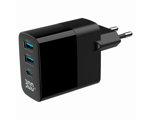 Зарядний пристрій Gembird 2хUSB-A (QC3.0 18W) + 1хType-C (PD20W) LCD black (TA-UC-PDQC30LCD-BK-02)