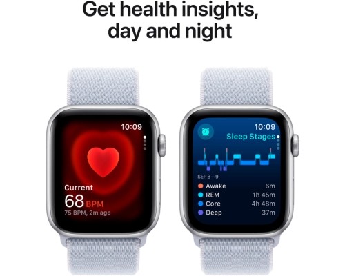 Смарт-годинник Apple Watch SE 2024 GPS 44mm Silver Aluminium Case with Blue Cloud Sport Loop (MXET3QH/A)