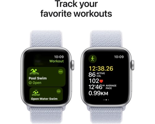 Смарт-годинник Apple Watch SE 2024 GPS 44mm Silver Aluminium Case with Blue Cloud Sport Loop (MXET3QH/A)