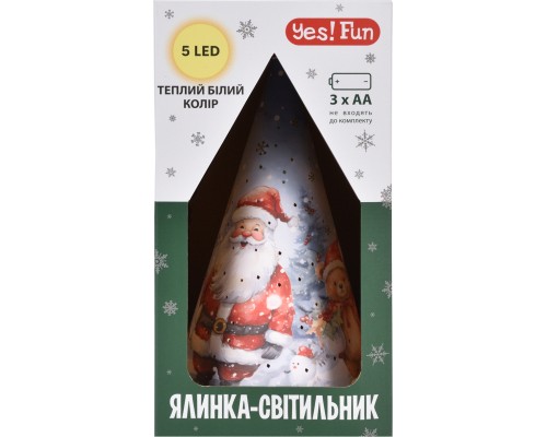 Прикраса декоративна YES! Fun Ялинка-світильник картон LED 22 см (801217)