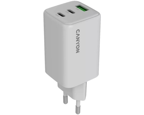 Зарядний пристрій Canyon CU65ACC GaN 65W 2xPD 1xQC EU White (CNS-CUW65ACC)