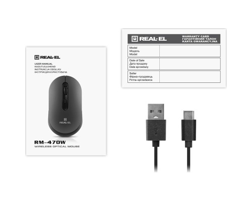 Мишка REAL-EL RM-470W Wireless/Bluetooth Dark Gray (EL123200049)