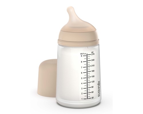 Пляшечка для годування Suavinex Zero. Zero Beige 270 мл, середній потік (308419)