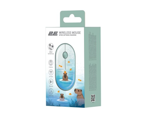 Мишка 2E MF300 CAPYBARATANGERINE Silent Wireless/Bluetooth Green (2E-MF300WCAPIBARAGN)
