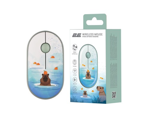 Мишка 2E MF300 CAPYBARATANGERINE Silent Wireless/Bluetooth Green (2E-MF300WCAPIBARAGN)
