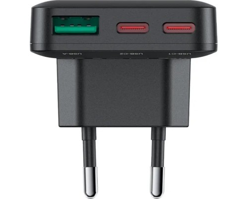 Зарядний пристрій Acefast 3xUSB 65W (2xUSB-C+USB-A) Gan A100 Fast Charger Ultra thin black (6974316283492)