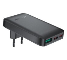 Зарядний пристрій Acefast 3xUSB 65W (2xUSB-C+USB-A) Gan A100 Fast Charger Ultra thin black (6974316283492)