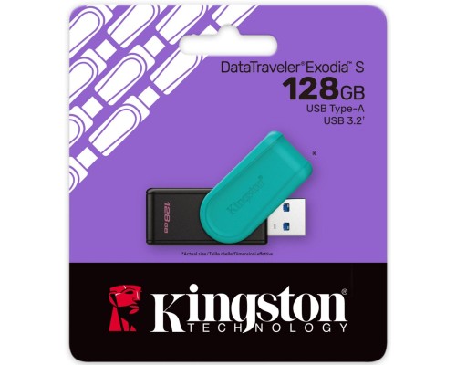 USB флеш накопичувач Kingston 128GB DataTraveler Exodia S Black/Turquoise USB 3.2 (DTXS/128GB)