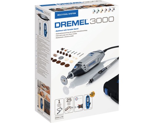 Гравер Dremel 3000-1/25 130W, 10000-33000об/хв, 25 насадок, кейс (F.013.300.0JP)