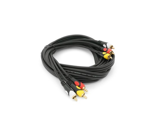 Кабель мультимедійний 3xRCA M to 3xRCA M 3.0m black Voltronic (YT-3хRCA(M)/3хRCA(M)-3.0P)