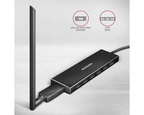 Концентратор AXAGON USB-C to 7xUSB 3.0 black (HUE-F7C)