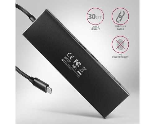 Концентратор AXAGON USB-C to 7xUSB 3.0 black (HUE-F7C)