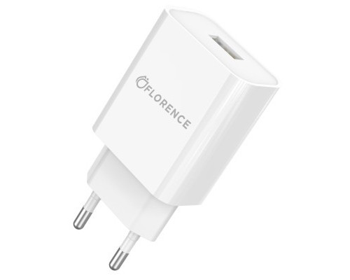 Зарядний пристрій Florence 1USB 2A White (FL-1020-W)