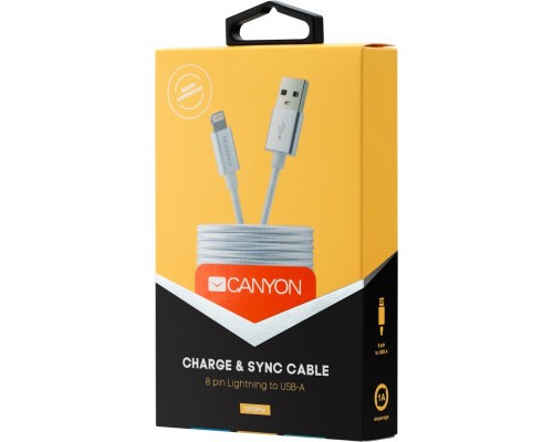 Дата кабель USB 2.0 AM to Lightning 1.0m Pearl White Canyon (CNE-CFI3PW)