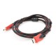 Кабель мультимедійний HDMI to HDMI 1.5m v1.4, OD-7.4mm Black/RED Merlion (YT-HDMI(M)/(M)NY/RD-1.5m) 