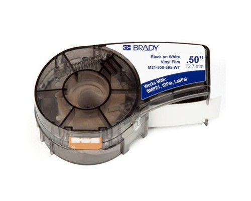 Стрічка для принтера етикеток Brady M21-500-595-WT, vinyl, 12.7mm/6.4m. Black on White (M21-500-595-WT)