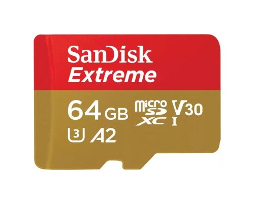 Карта пам'яті SanDisk 64GB microSDXC UHS-I U3 V30 A2 Extreme (SDSQXAH-064G-GN6GN) Карта пам'яті SanDisk 64GB microSDXC UHS-I U3 V30 A2 Extreme (SDSQXAH-064G-GN6GN)