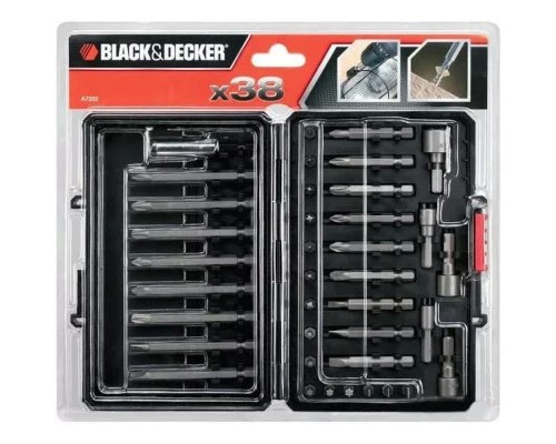 Набір біт Black&Decker PH0,PH1,SL4,SL6,Pz1,Pz2,Тx10,Тx20,L 25,50,75 мм,38 шт, кейс (A7202) Набір біт Black&Decker PH0,PH1,SL4,SL6,Pz1,Pz2,Тx10,Тx20,L 25,50,75 мм,38 шт, кейс (A7202)