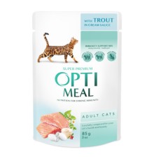 Вологий корм для кішок Optimeal з фореллю в кремовому соусі 85 г (4820215365864)